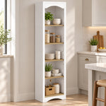 Boekenrek met boogvorm, 5 niveaus, boekenkast, opbergmeubel, verstelbare planken, 50x30x183 cm, wit en eikenhout