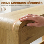 Table Console avec 2 Tiroirs, Console Meuble, 100 x 30 x 85 cm, Coins Arrondis et Plateau Épais, Bois Naturel