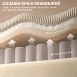 Canapé 2 Places en Velours Côtelé, Canapé de Salon 144 cm avec Assise Large Rembourrée, 2 Oreillers, Beige