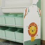 Meuble rangement enfant, rangement jouet enfant, 6 tiroirs en tissu et étagère à deux niveaux, 63x30x71cm, vert