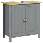 Meuble sous lavabo 2 portes étagère réglable 2 étages à l'intérieure poignées en PU 60 x 30 x 60 cm gris