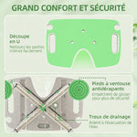 Tabouret de Douche, Hauteur Ajustable 39-51,5 cm, Barre d'Appui à Ventouse, Patins à Ventouse, Vert