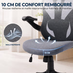 Chaise Bureau Ergonomique avec Accoudoirs 3D et Appui-Tête Réglable, Fauteuil de Bureau en Maille, Gris