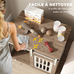 Meuble cage pour chien avec porte coulissante, maison pour chien de moyenne, table d'appoint, 80 x 59 x 63 cm, noyer