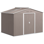 Abri de jardin 5,4 m² 2,77 x 1,95 x 1,92 m kit de fondation porte coulissante ventilations tôle acier, gris clair