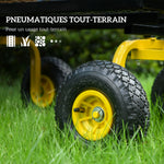 Chariot de transport jardin remorque à main charrette à bras 4 roues 94 x 48,5 x 100 cm charge max. 150 Kg métal jaune