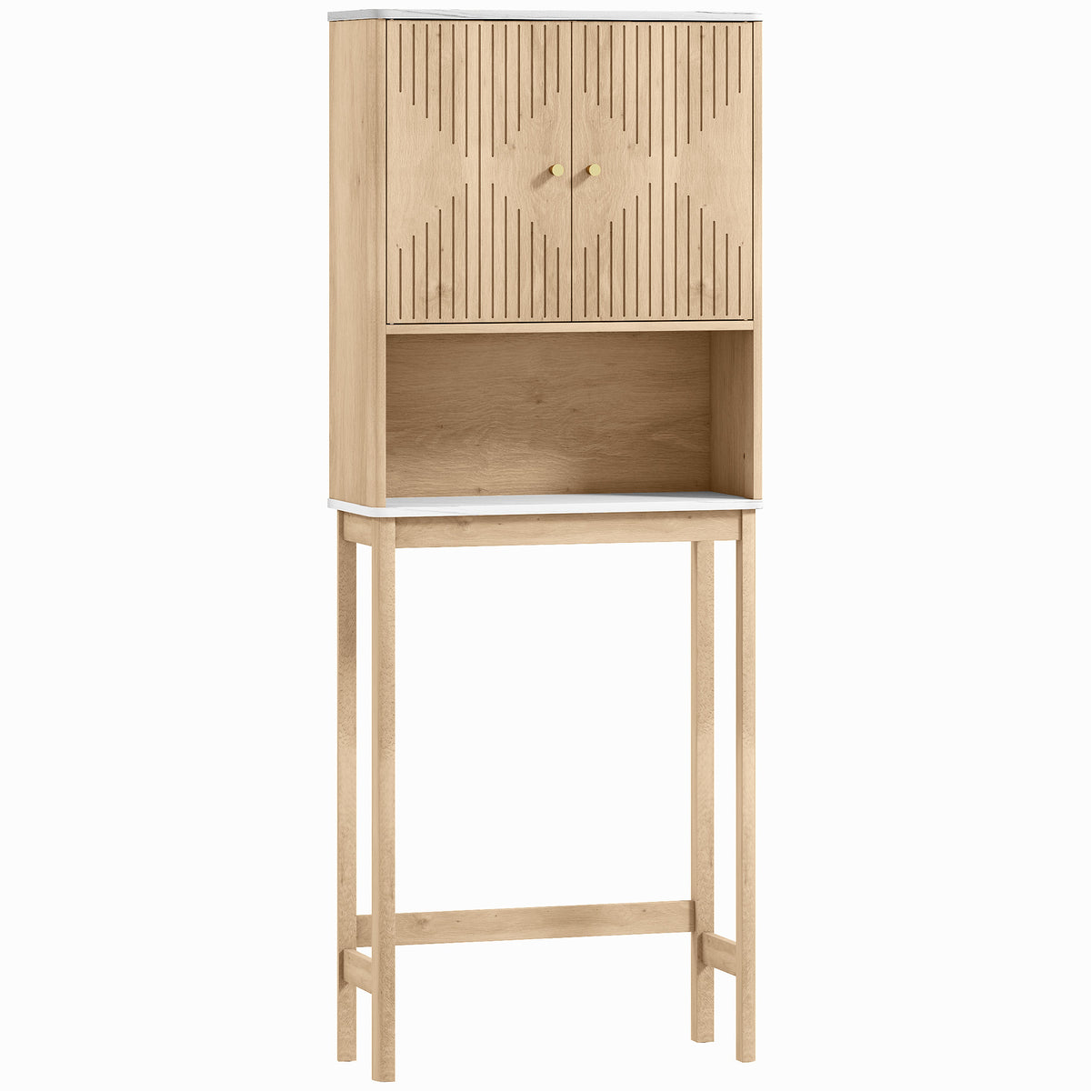 Meuble WC dessus de toilette meuble toilettes WC rangement avec placard à double porte étagères  66 x 25 x 168 cm, chêne