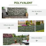 Haie artificielle feuilles murale brise-vue 2 panneaux longueur ajustable 295 x 70 cm treillis extensible en PE vert