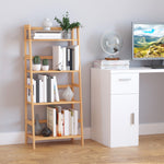 Etagère échelle en bambou 4 niveaux bibliothèque style naturel 48L x 31,5l x 120H cm