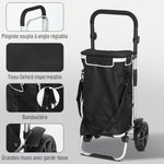 Chariot de courses pliable 40 L caddie de courses portable à roulettes avec poignée télescopique, 45,5x35,5x97cm, noir