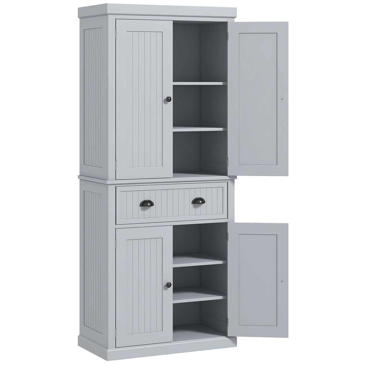 Armoire de cuisine buffet cuisine multi-rangements étagères réglables 4 portes grand tiroir 76,2 x 40,2 x 183 cm gris