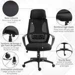 Chaise bureau ergonomique, fauteuil de bureau en maille, appui-tête, hauteur réglable, 64 x 55 x 116-126 cm, noir