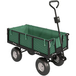 Gartenwagen 300 kg, Bollerwagen mit abnehmbarer Plane und 180° drehbarem Griff, klappbare Seitenteile, Grün