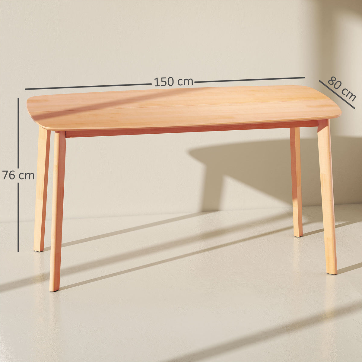 Table à manger rectangulaire pour 6 personnes table de cuisine 150 cm en bois massif 150 x 80 x 76 cm bois naturel