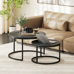 Lot de 2 tables basses gigognes empilable design industriel pieds en métal noir