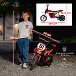 Moto électrique enfants 24V, moteur 250W, vitesse 6,4-16 km/h, pour enfants 8-12 ans, suspension arrière, rouge