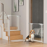 Lot de 2 barrières de sécurité pour chien animaux sans perçage avec fermeture automatique largeur 76-103 cm blanc