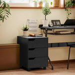 Caisson bureau mobile, meuble rangement bureau sur roulettes, 3 tiroirs, 40x50x57,5cm, noir