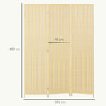 Paravent en bois séparateur de pièce closion de séparation pliable 3 panneaux 135 x 180 cm bois naturel