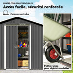 Abri de jardin en métal grand espace de rangement extérieur avec portes coulissantes 194 x 107 x 191 cm gris foncé
