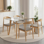 Table à manger pour 4 personnes, 120x60x76cm, table de cuisine, plateau en verre trempé et pieds en acier, transparent