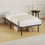 Struttura letto 90 x 190 cm, letto singolo con rete a doghe in legno massello e testiera, con vano contenitore sottostante, nero
