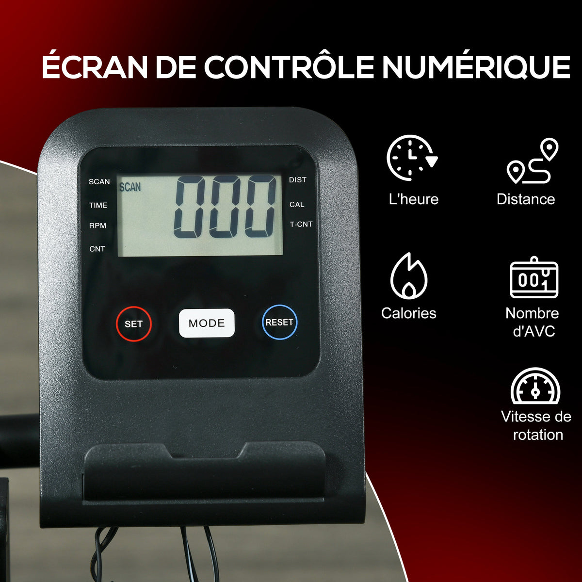 Rameur à eau d'appartement rameur d'appartement pliable 6 niveaux de résistance écran LCD multifonction acier PC noir
