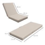 Lot de 2 coussins d'extérieur pour fauteuil chaise à dossier avec attaches rembourrage 8 cm, dim. 112L x 51l cm, beige