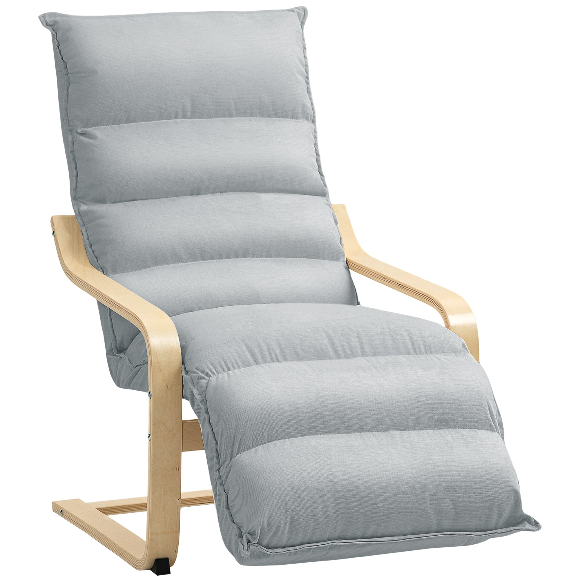 Woonkamerfauteuil, gestoffeerde accentstoel van fluweel, verstelbare voetensteun en stalen frame, 67x93x105cm, grijs