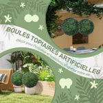 Lot de 2 boules topiaires artificielles, fausses plantes décoratives résistantes aux UV, Ø 42 cm, violet et vert