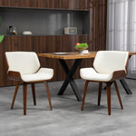 Lot de 2 chaises de salle à manger style vintage assise revêtement synthétique 54 x 53 x 81 cm blanc marron