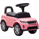 Porteur enfants voiture sous licence Land Rover, véhicule à pousser, klaxon, sons de moteur, rangement sous siège, rose