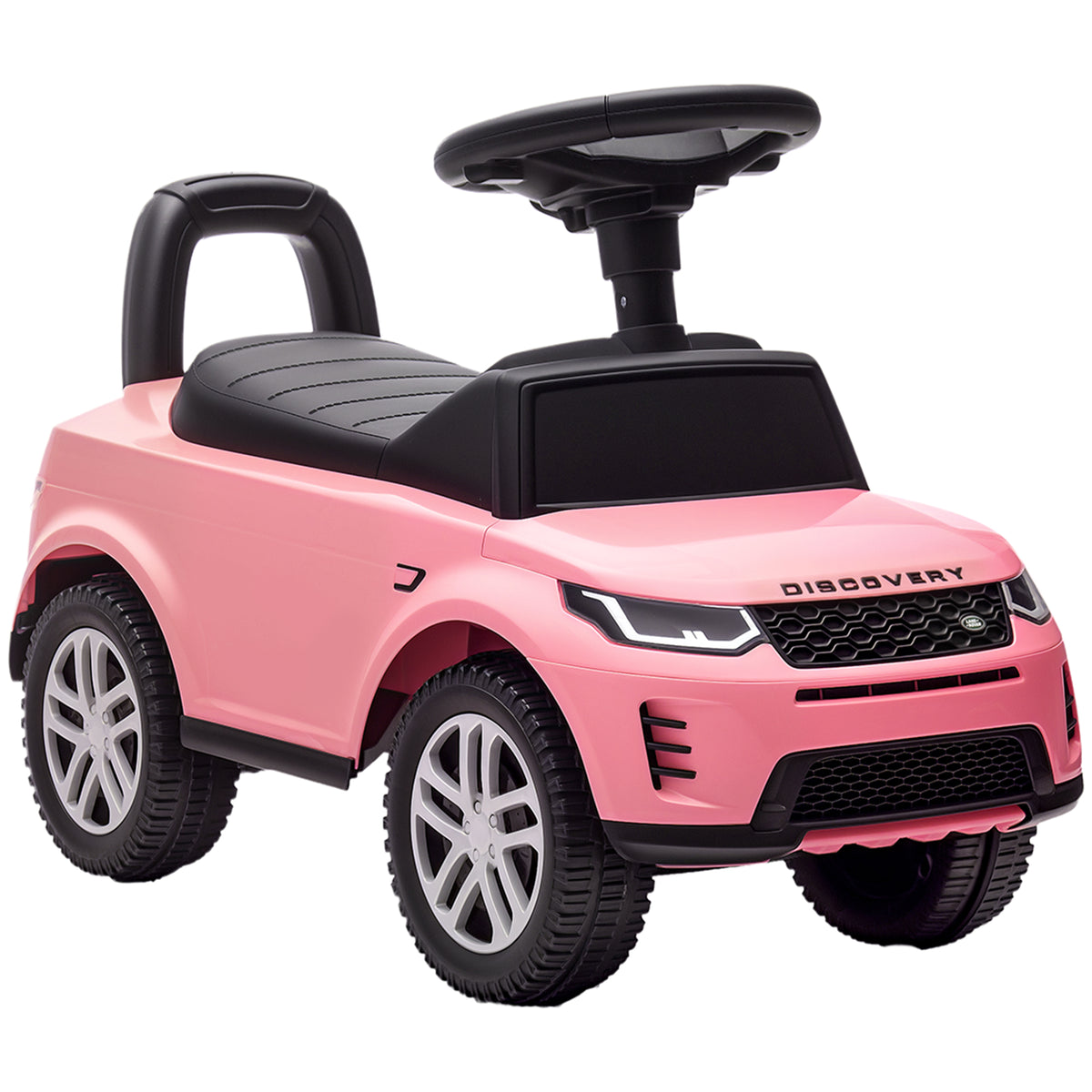 Porteur enfants voiture sous licence Land Rover, véhicule à pousser, klaxon, sons de moteur, rangement sous siège, rose