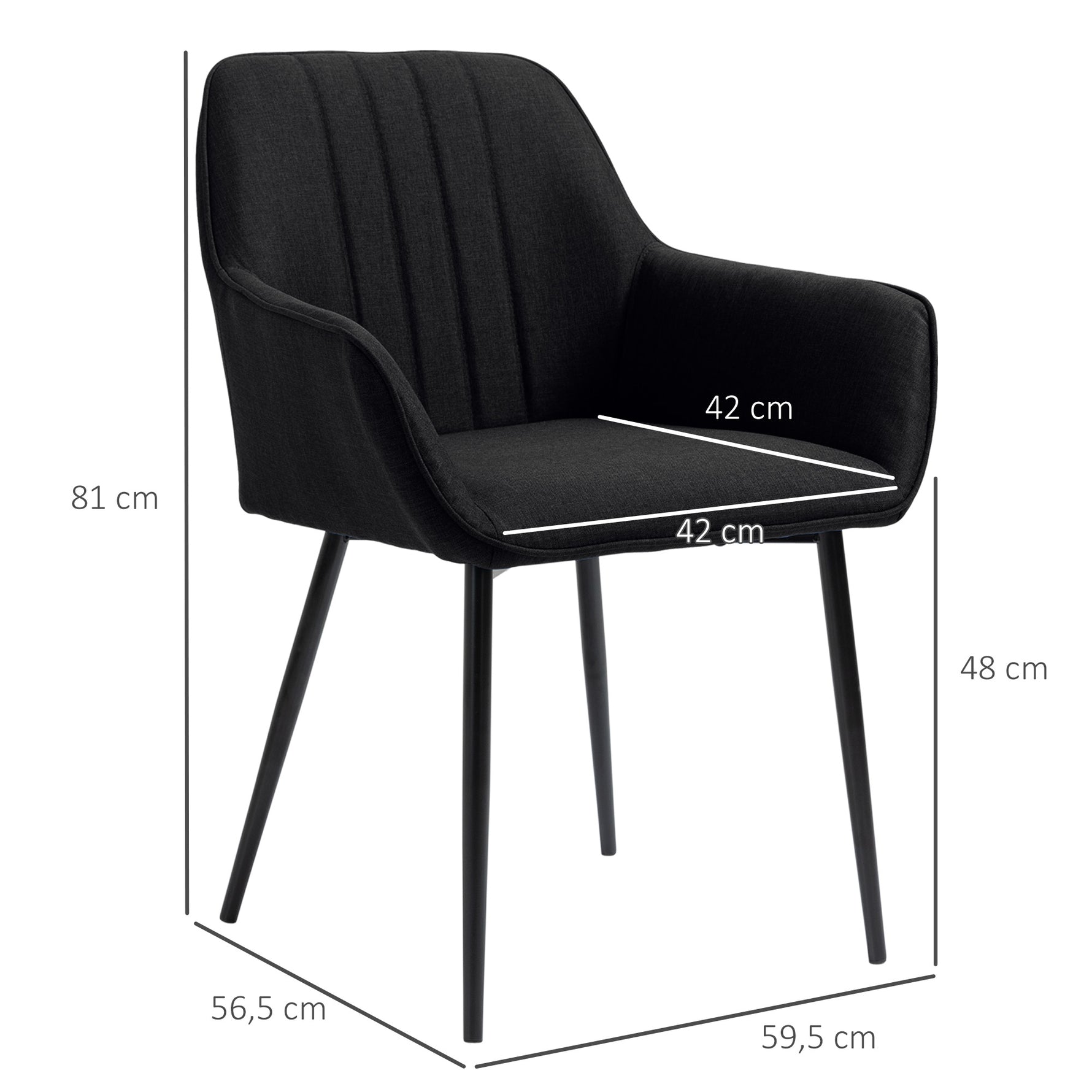 Chaises de Salle à Manger Chaises de Visiteur Design scandinave - Lot de 2 chaises - Pieds effilés métal Noir