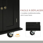 Desserte ilôt de cuisine multi rangements 2 tiroirs 2 placard 2 portes avec étagère range-bouteille