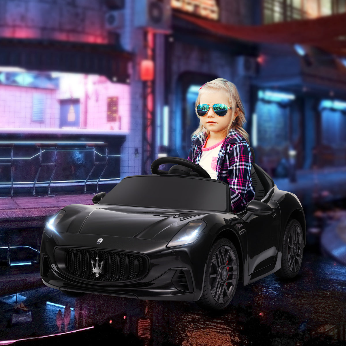 Maserati Gran Turismo Folgore lizenziertes Elektroauto für Kinder, 12V mit Fernbedienung, für 3 bis 5 Jahre, schwarz