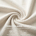 Chaise de Bureau Pivotante en Fourrure Teddy, Hauteur Réglable, Roulettes, Mousse Haute Résilience, Crème