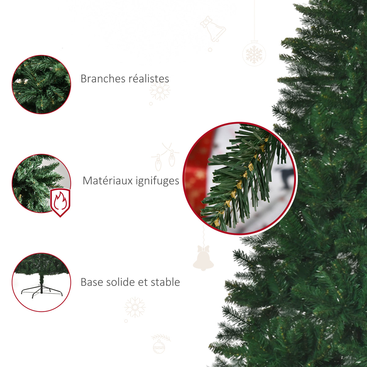 Sapin de Noël Artificiel 240H cm 1499 Branches épines Imitation Nordmann Grand réalisme Vert