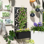 Jardinière avec treillis bac à fleurs rectangulaire grande taille panneau d'intimité métal 61 x 23 x 113 cm noir