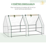 Mini Serre de Jardin mini serre tunnel 180L x 90l x 90H cm toit pointu Acier PE 140 g/m² Anti-UV fenêtres avec
