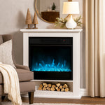 Cheminée électrique 1800W, fausse cheminée décorative, effet flamme à 9 couleurs et 5 luminosité, 62,5x20x72,5cm, blanc-1