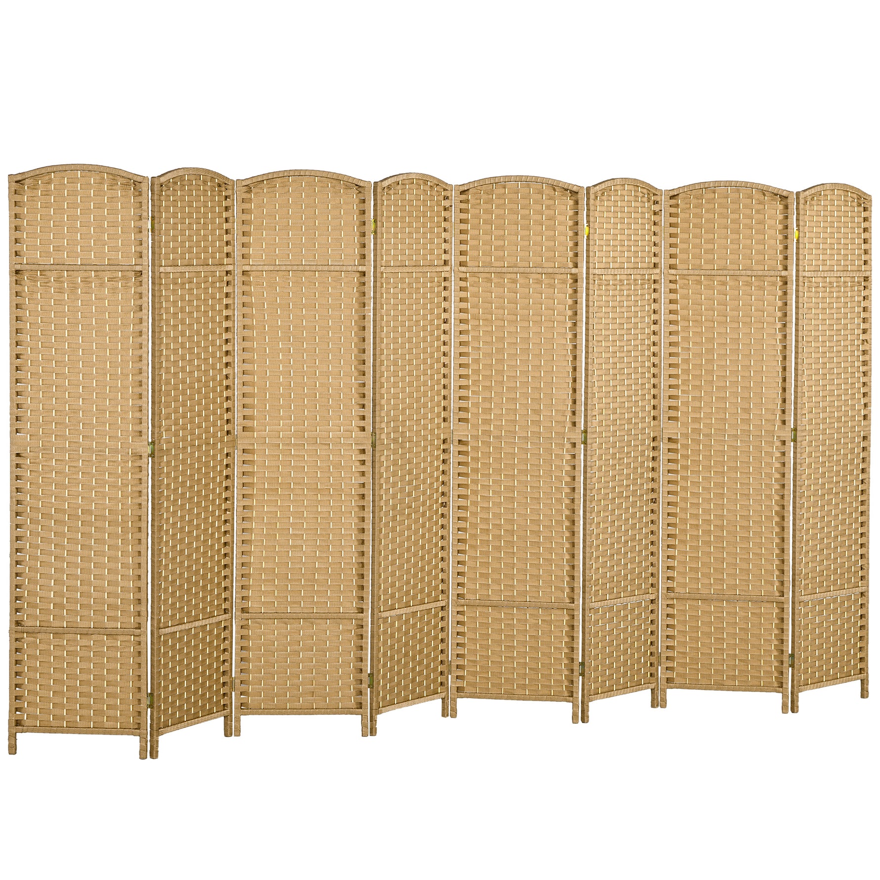Paravent interieur en bois 8 panneaux 320 x 170 cm séparateur de pièce pliable pour salon, chambre à coucher, naturel