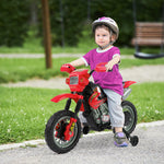 Moto Cross électrique Enfant 3 à 6 Ans 6 V phares klaxon musiques 102 x 58 x 66 cm Rouge et Noir