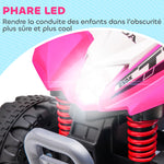 Quad électrique enfant 6 V, vitesse de 2,8 km/h, phares LED, klaxon, poignée et selle ergonomique, rose