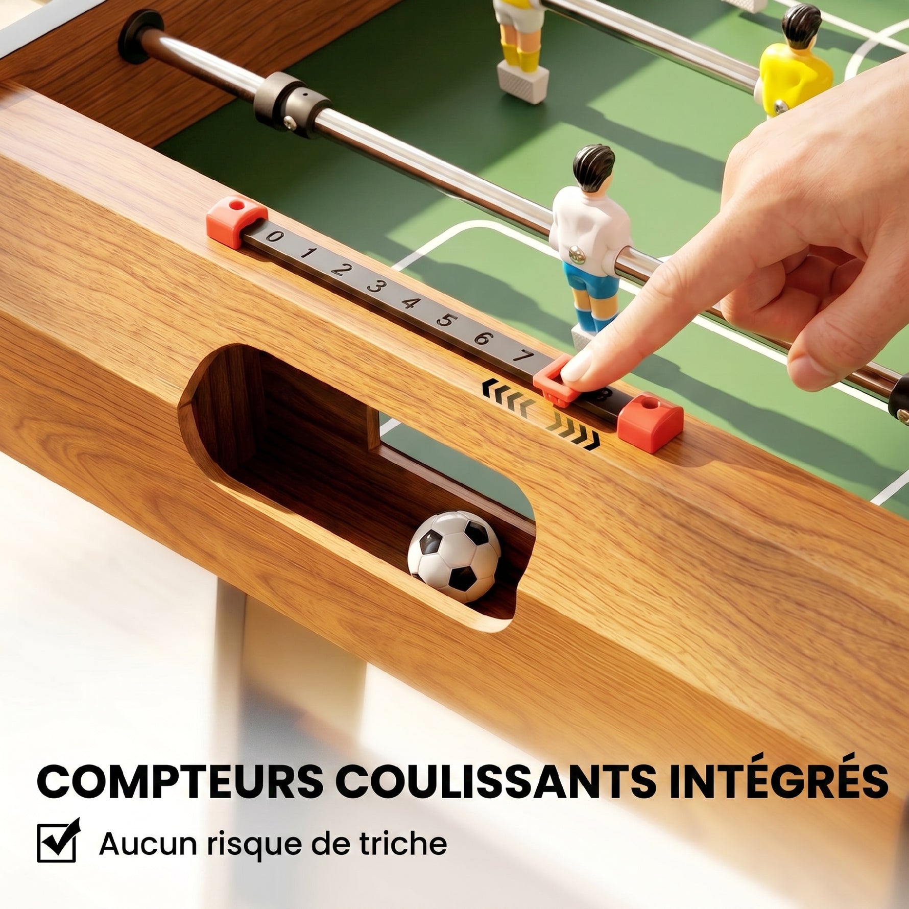 Baby-foot table de Babyfoot pliable dim. 98L x 42l x 62H cm 2 balles fournies MDF marron et noir