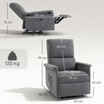 Sillón de masaje reclinable, sillón de relax, respaldo ajustable, asiento amplio, reposapiés, 69x84x99cm, gris