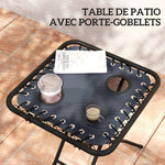 Lot de 2 chaise longue pliable et inclinable avec table d'appoint, porte-gobelets et appuie-têtes, charge 120 kg, gris