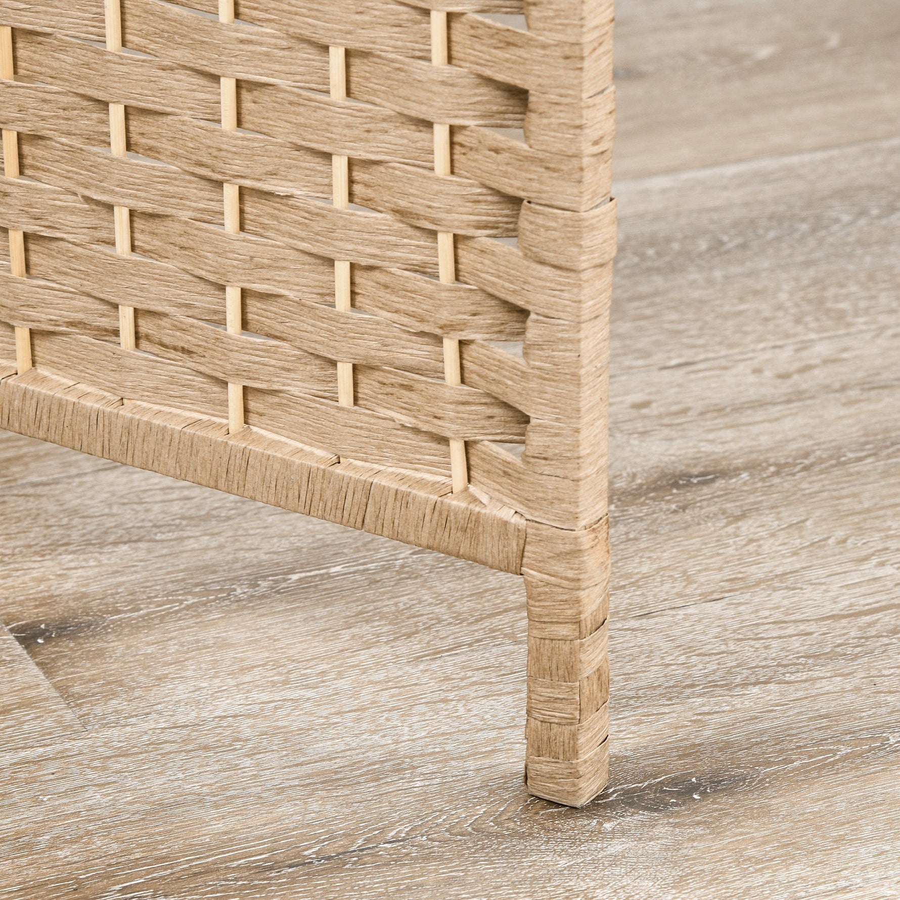 Paravent séparateur de pièce 4 panneaux 160 x170 cm avec 2 étagères, pliable, en bois