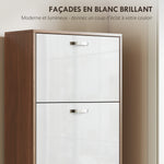 Armoire à Chaussures Meuble à Chaussures 5 Portes abattantes Bicolore Blanc Marron foncé Imitation Bois