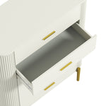 Cassettiera a 5 cassetti, mobile contenitore con frontali scanalati e piedini in metallo, stile moderno, 90x44x120 cm, grigio chiaro